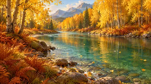 Emerald River Through Aspens
