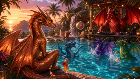 Copper Dragon at Pool Party