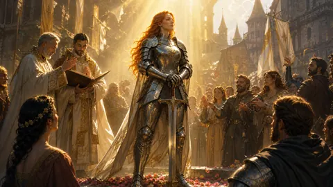 Red-Haired Knight With Priests
