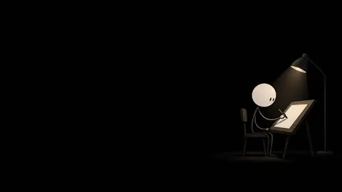 Stick Figure at Drawing Desk