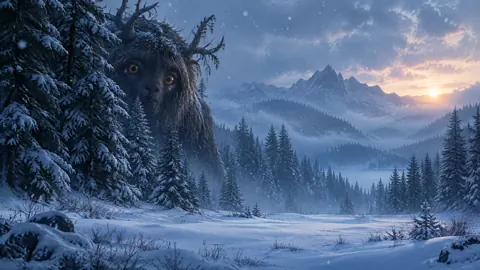 Forest Creature Above Frozen Lake