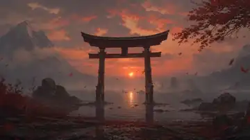 Torii in Autumn Mist live wallpaper