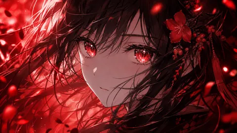 Red-Eyed Girl With Flowers
