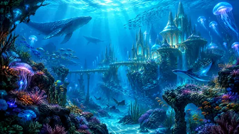 Underwater Palace With Whales