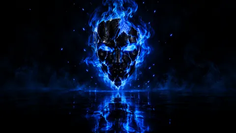 Obsidian Mask Blue Flames