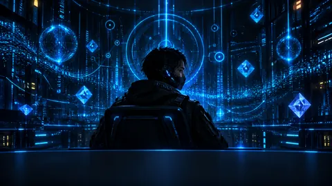Masked Technician in Cyberpunk Control Room