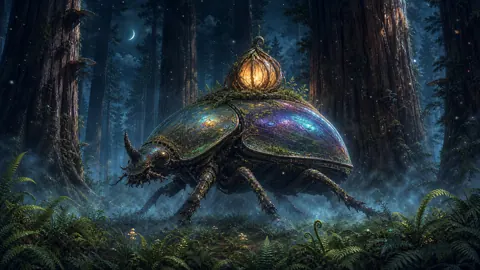 Iridescent Beetle in Redwood Forest