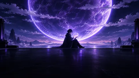 Young Mage Beneath Violet Planet