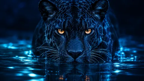 Blue Leopard in Cyan Pool