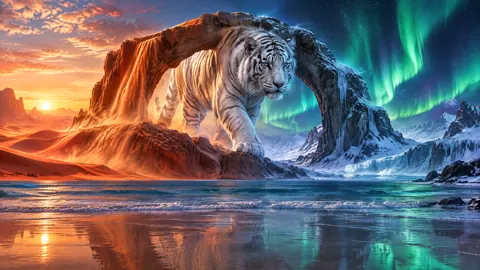 White Tiger Between Two Worlds