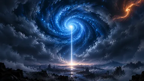 Starlight Vortex Over Mountains