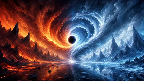 Black Hole Between Volcanoes and Ice