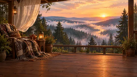 Porch Reading Nook at Sunrise