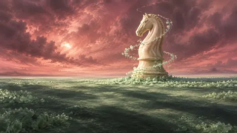 Ivory Chess Knight in Salt Field