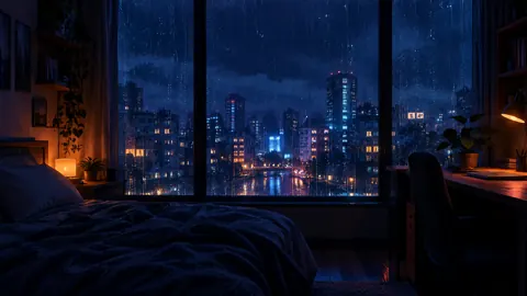 Rainy City Bedroom Desk