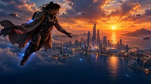 Rescue Pilot Over Coastal City