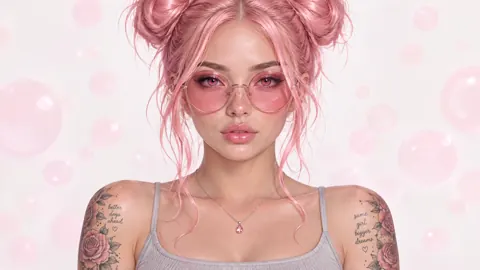 Pink-Haired Woman With Glasses