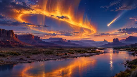 Desert Canyon Aurora Comet
