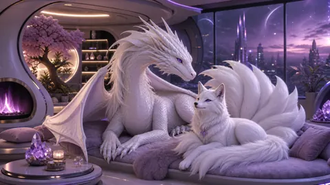 Albino Wyvern and Nine-Tailed Fox