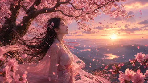 Woman Under Cherry Blossoms