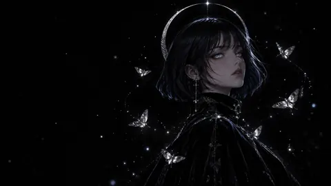 Gothic Woman With Crescent Halo