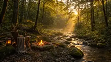 Golden Hour Woodland Retreat live wallpaper