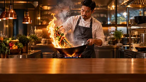 Chef Tossing Vegetables in Wok