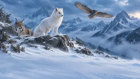 Arctic Fox, Lynx and Owl