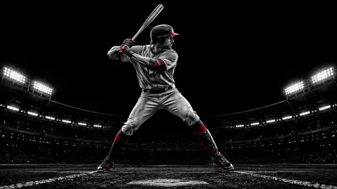 Baseball Batter Under Stadium Lights