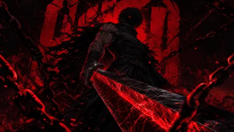 Black Cloaked Warrior With Red Sword