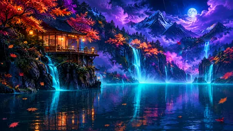 Japanese Tea House Above Reservoir