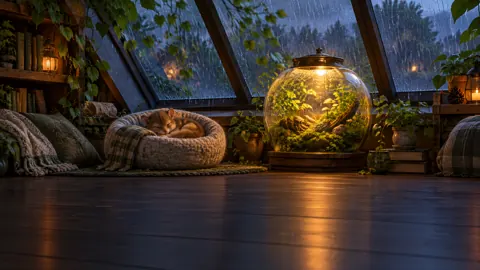 Dormouse Beside Glowing Terrarium