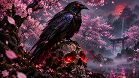 Raven on Glowing Skull