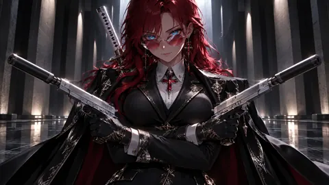 Crimson-Haired Agent With Pistols
