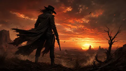 Lone Gunslinger at Sunset