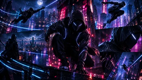 Masked Vigilante in Neon City