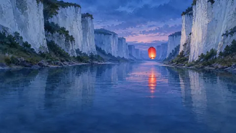 Red Lantern Above Chalk Cliffs