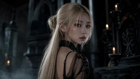 Blonde Woman in Gothic Lace