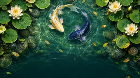 Golden and Indigo Koi Pond