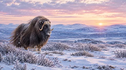 Musk Ox at Arctic Sunrise