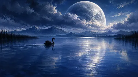 Black Swan Under Silver Moon