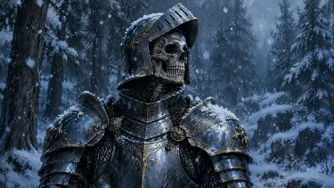 Skeleton Knight in Snowy Forest