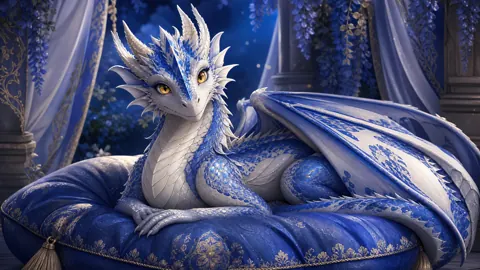 Blue Wyvern on Blue Cushion