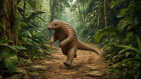 Pangolin Running Through Jungle