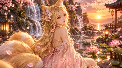Kitsune by Lotus Waterfall