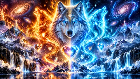 Celestial Wolf with Blue Eyes