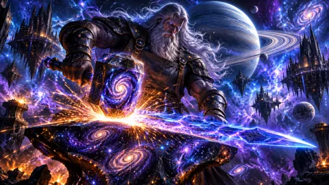 Cosmic Blacksmith Forging Energy Sword