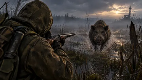 Hooded Stalker Hunting Wild Boar