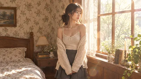 Woman by Sunlit Window