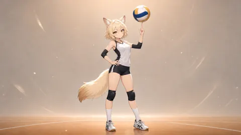 Fennec Fox Girl Volleyball Spin